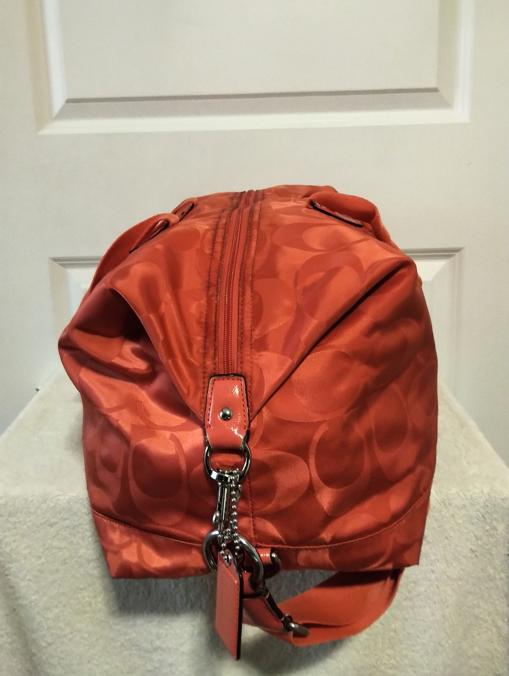 Authentic Coach CC Signature Orange Duffle Bag - Picture 4 of 11